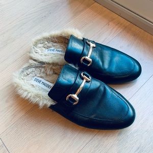 Steve Madden Leather Gucci Fur Slides